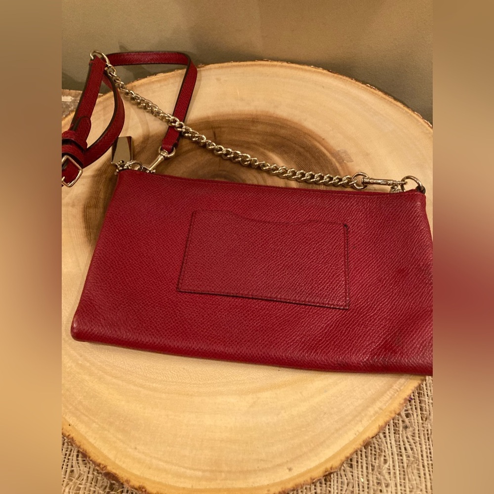 COACH KYLIE CROSSBODY IN EMBOSSED TEXTURED LEATHER Valentine RED MSRP $155 - Picture 6 of 9